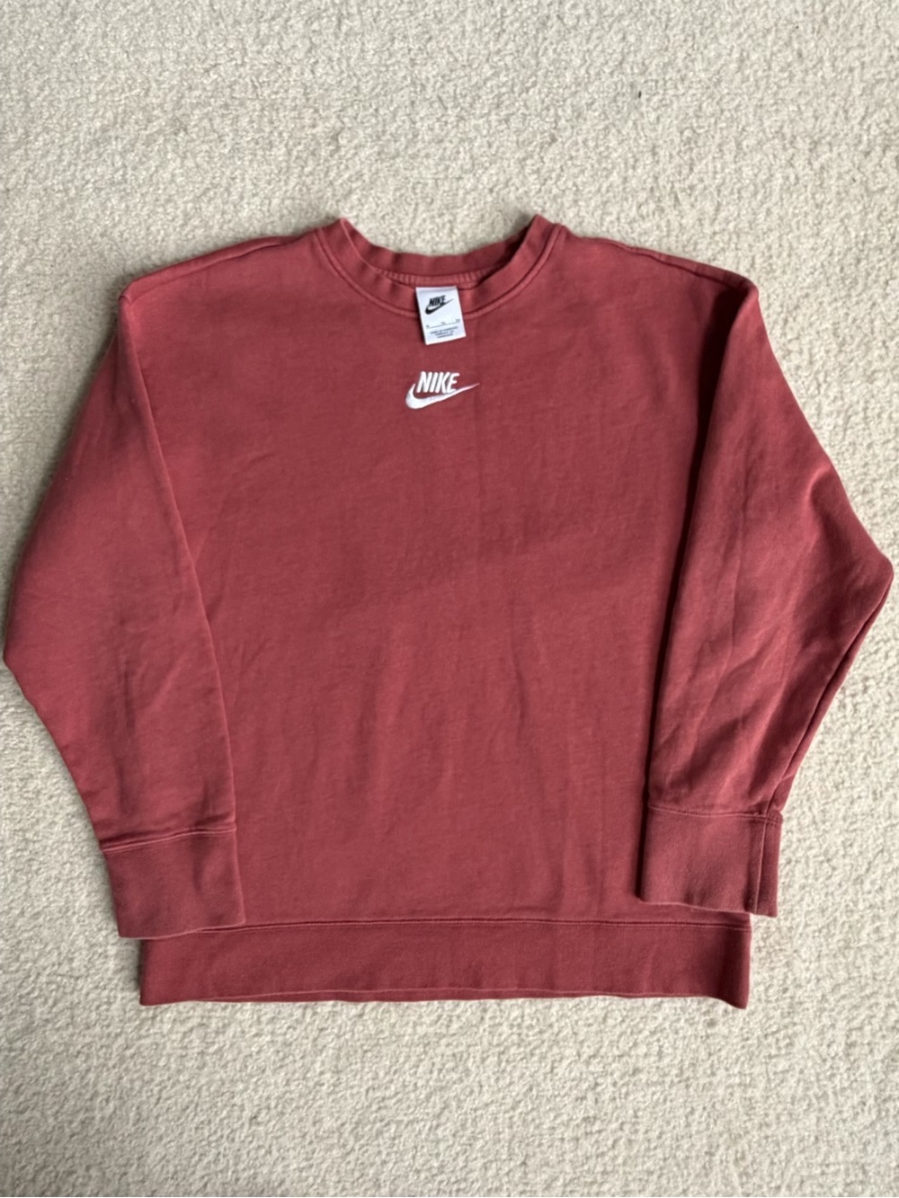 Nike Maroon Crewneck Sweatshirt with White Logo XL